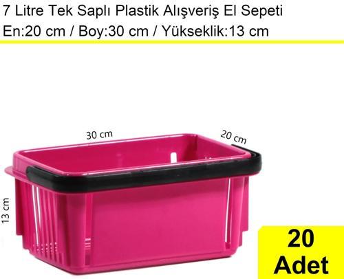 Plastik Kozmetik Alışveriş El Sepeti 7 Litre Fuşya 20'li Koli