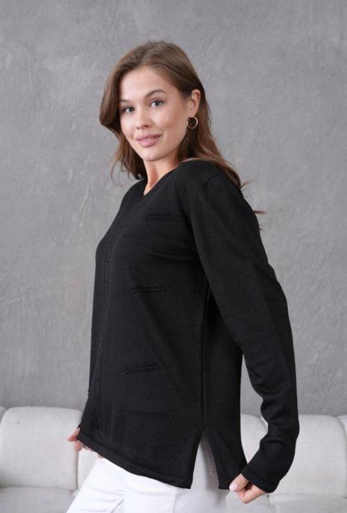 Kadın Anne Esnek Yumuşak Dokulu V Yaka İnce Triko Kazak