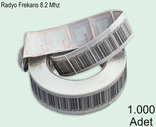 4x4 cm Barkodlu Alarm Etiketi RF Radyo Frekans 1000'li Rulo
