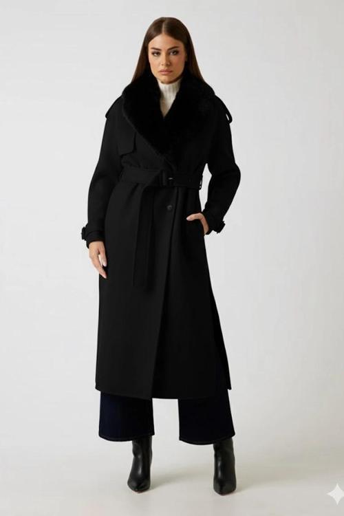 Ella Kadın Siyah Yün Karışımlı Kaban 5BGL027125A-JBLK