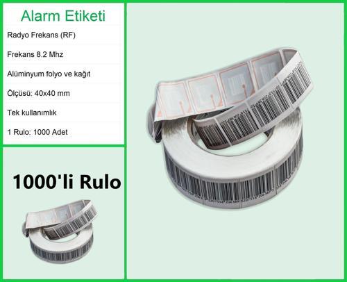 4x4 cm Barkodlu Alarm Etiketi RF Radyo Frekans 1 Rulo: 1000 Adet