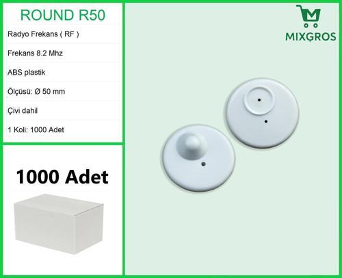 Round R50 Plastik Alarm Etiketi RF Radyo Frekans 1000 Adet