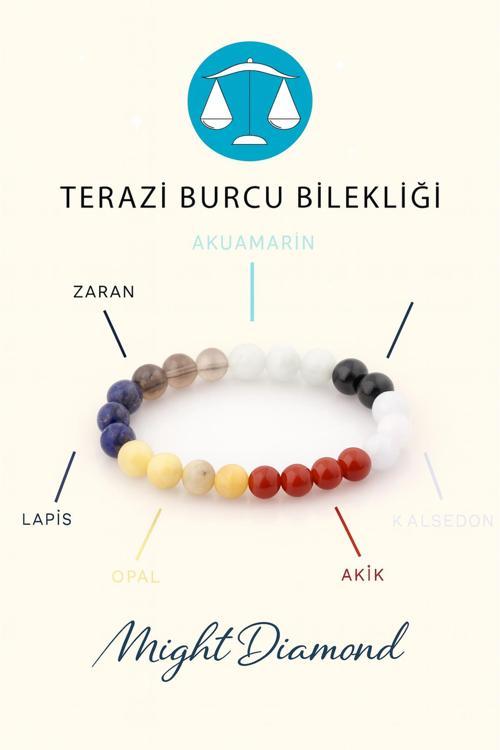 Terazi Burcu Doğal Taşlarından Oluşan Doğal Taş Bileklik 8 Mm Küre Kesim - Burç Bilekliği