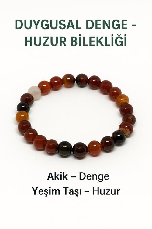 Doğal Akik - Yeşim Duygusal Denge Sağlayan Bileklik | Akik Ve Yeşimtaşı