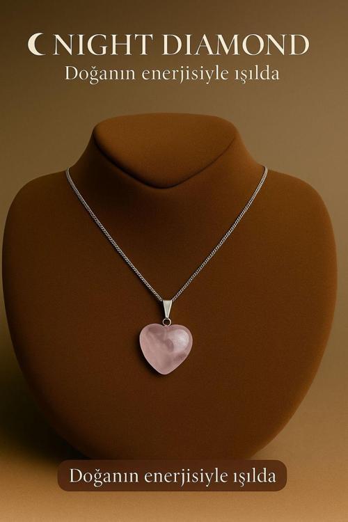 Kadın Kolye Kuvars Doğal Taş Zincirli Kolye