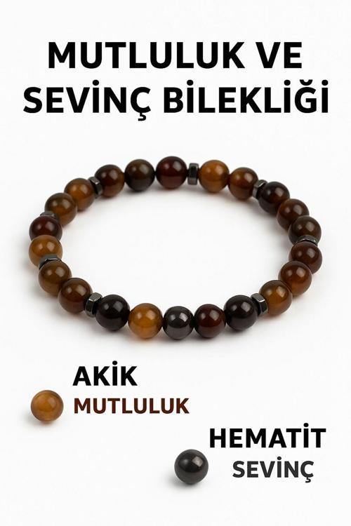 Doğal Akik Ve Hematit Mutluluk Ve Sevinç Sağlayan Bileklik | Akik Ve Hematit Taşı