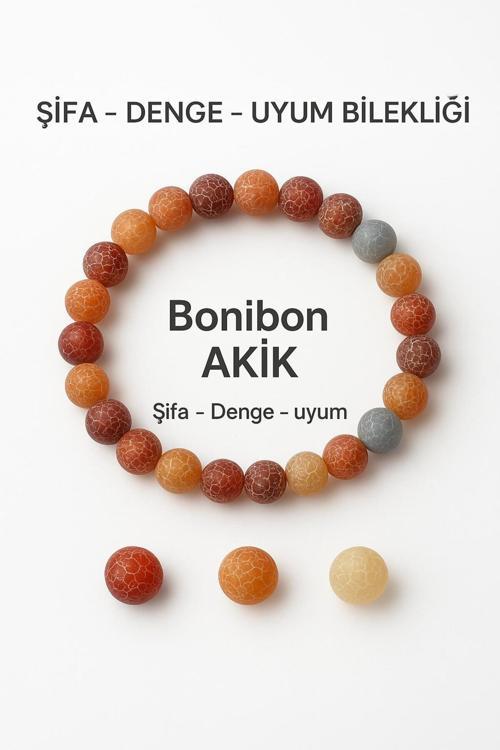 Doğal Bonibon Akik Denge Ve Uyum Sağlayan Bileklik | Denge Ve Uyum Taşı