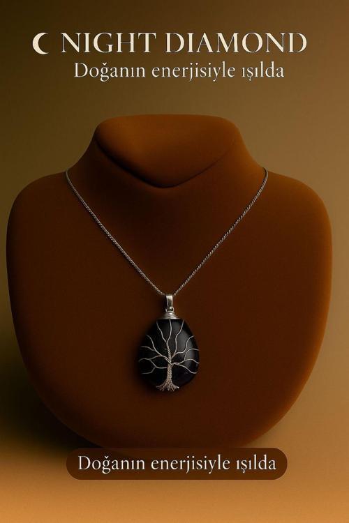 Kadın Kolye Ametis Doğal Taş Zincirli Kolye