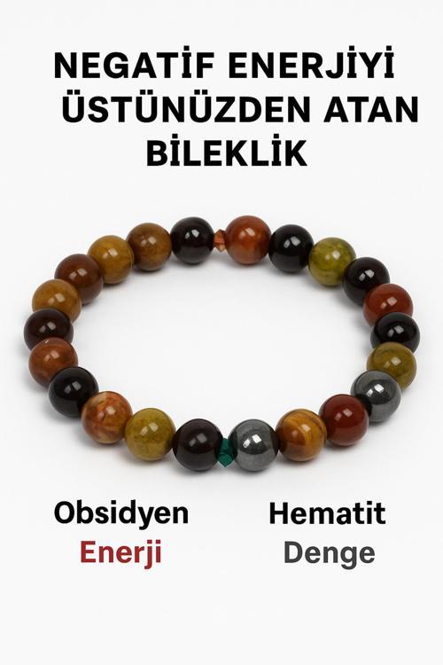 Doğal Akik - Hematit Enerji Ve Denge Sağlayan Bileklik | Akik Ve Hematit Taşı