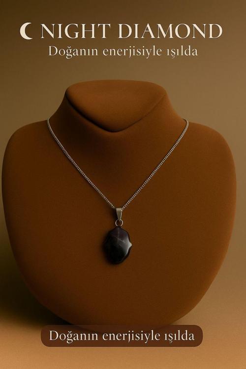 Kadın Kolye Ametis Doğal Taş Zincirli Kolye