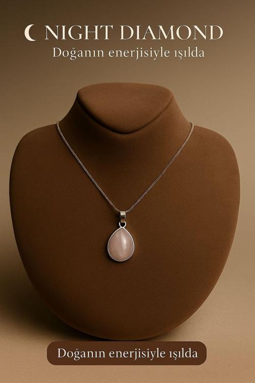 Kadın Kolye Kuvars Doğal Taş Zincirli Kolye