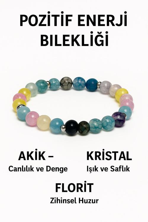 Doğal Akik - Kristal Pozitif Sağlayan Bileklik | Akik Ve Kristal Taşı