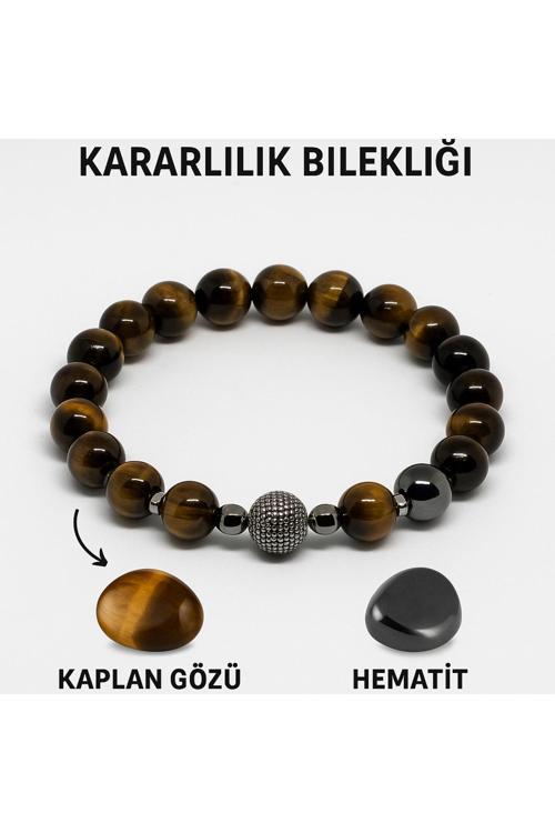 Doğal Hematit - Kaplan Gözü Özgüven Ve Kararlılık Sağlayan Bileklik | Hematit Ve Kaplan Gözü Taşı