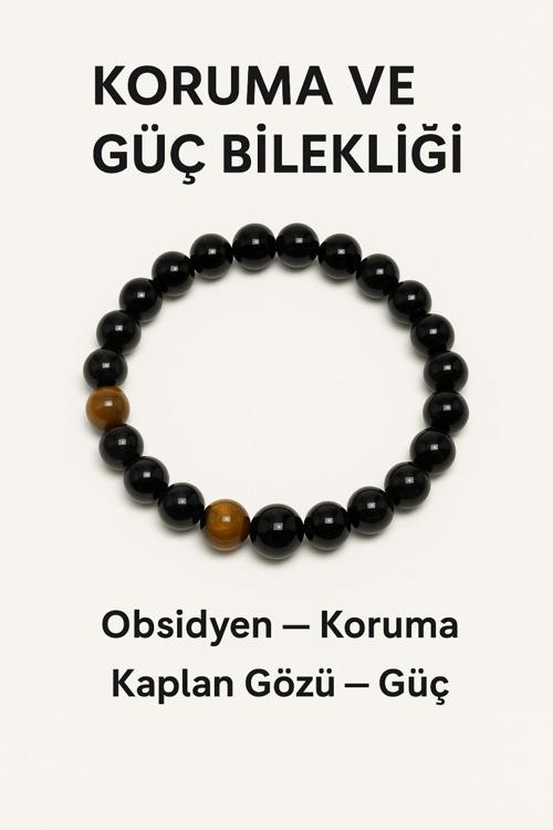Doğal Obsidyen - Kaplan Gözü Güç Ve Koruma Sağlayan Bileklik | Kaplan Gözü Taşı