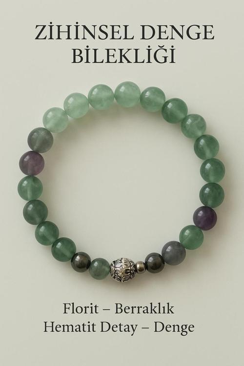 Doğal Florit Ve Hematit Zihinsel Denge Sağlayan Bileklik | Florit Ve Hematit Taşı