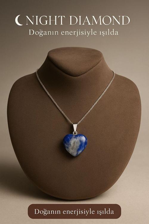 Kadın Kolye Lapis Doğal Taş Zincirli Kolye
