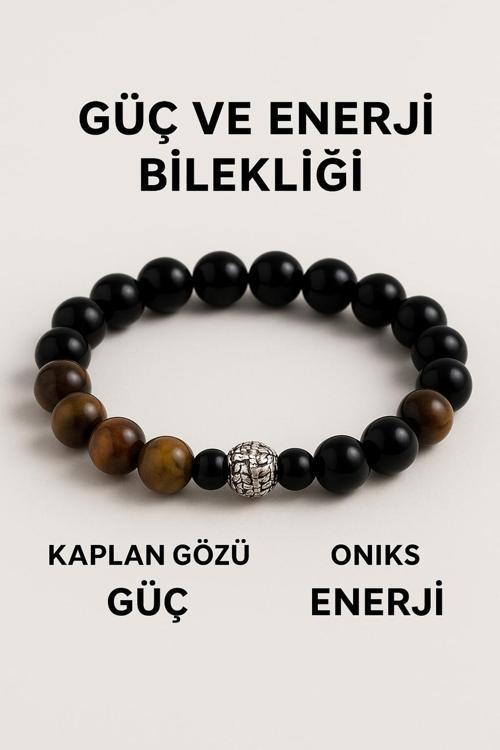 Doğal Kaplan Gözü Ve Oniks Güç Ve Enerji Sağlayan Bileklik | Kaplan Gözü Ve Oniks Taşı
