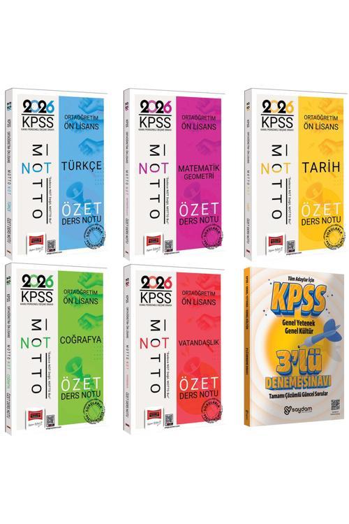 2026 KPSS Ortaöğretim Ön Lisans Motto Serisi Tüm Dersler Özet Ders Notu Seti