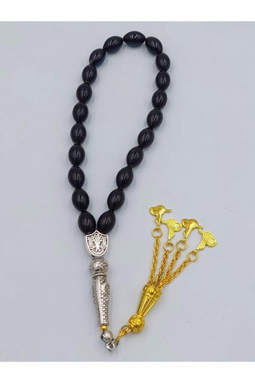 Bilek Boy Siyah Mavi Alpaka Püsküllü Ateş Kehribar Tespih