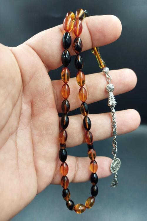 Siyah -Sarı Arpa Kesim Ateş Kehribar Tespih