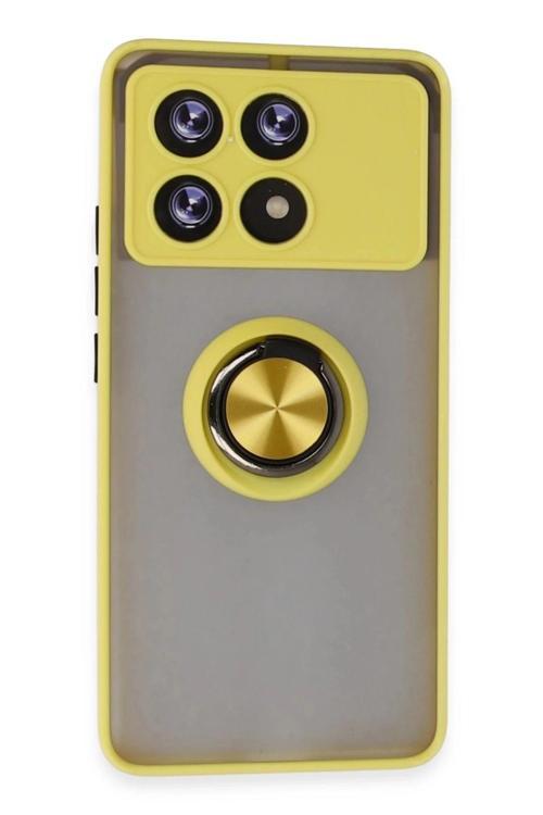 Xiaomi Poco X6 Pro Kılıf Montreal Yüzüklü Silikon Kapak - Sarı-(5796)