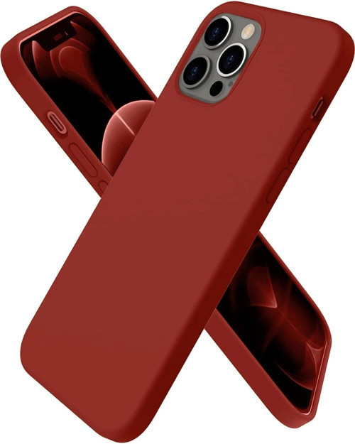 iPhone 12 Pro Max Kılıf First Silikon - Bordo-(5796)
