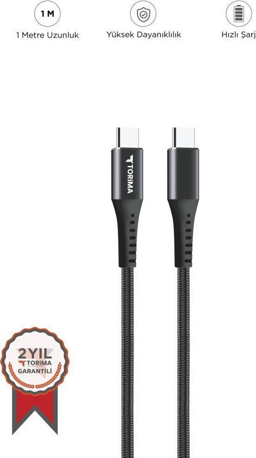 AP210 Siyah 3.0A TYPE-C TO TYPE-C Şarj-Data Kablosu 1metre