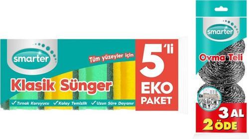 KLASİK BULAŞIK SÜNGERİ 5 Li+OVMA TELİ 3 LÜ
