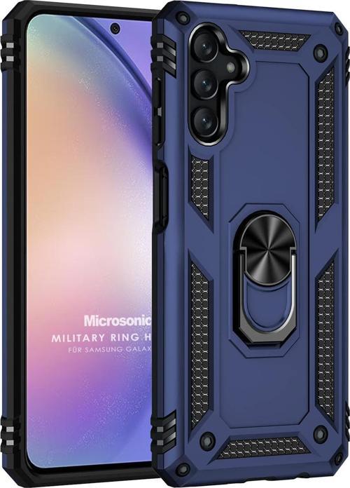Samsung Galaxy A54 Kılıf Military Ring Holder Lacivert