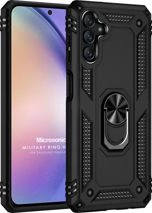 Samsung Galaxy A54 Kılıf Military Ring Holder Siyah