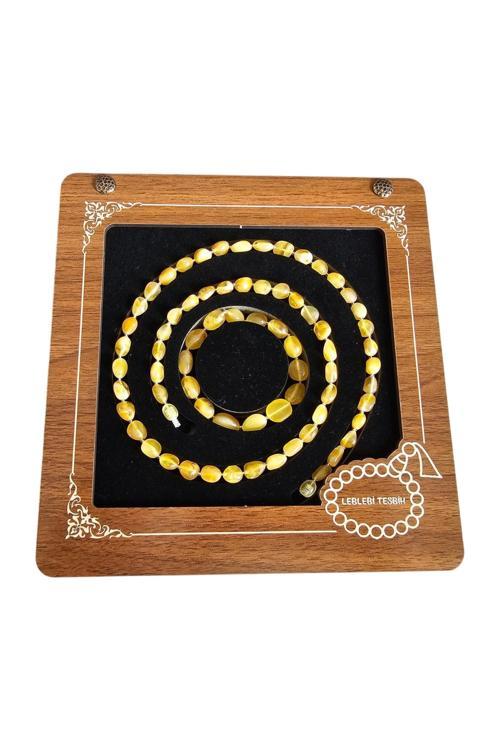 Damla Kehribar Kolye - Bileklik Set Lt1345