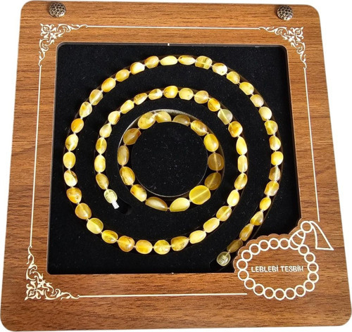 Damla Kehribar Kolye - Bileklik Set Lt1345