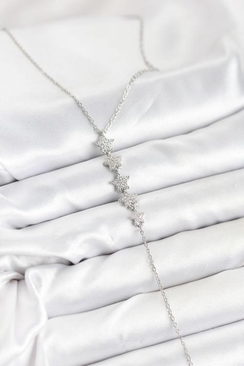 Zincir Gümüş Renk Yıldız Model Y Kolye - EBJ251115W38397