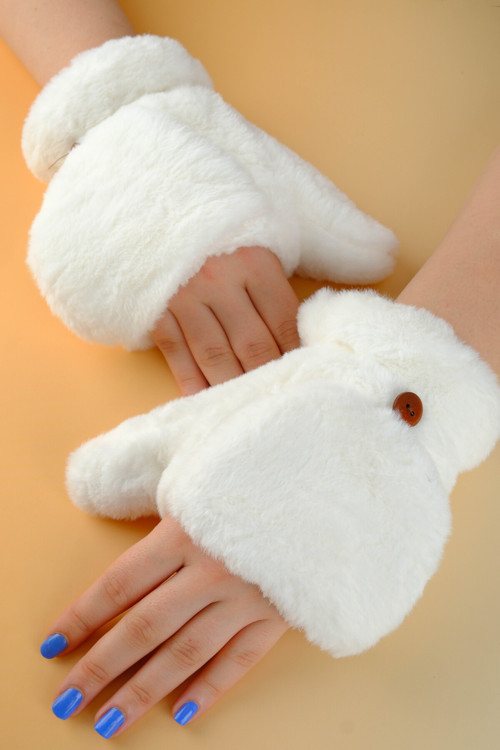 Peluş Kürk Örgü Eldiven Peluş Parmaksız Eldiven
