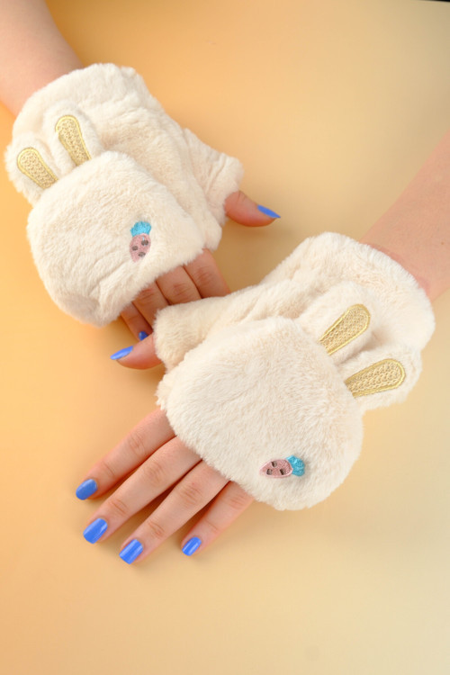 Peluş Kürk Örgü Eldiven Peluş Parmaksız Eldiven