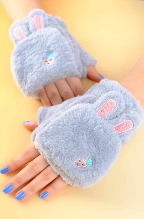 Peluş Kürk Örgü Eldiven Peluş Parmaksız Eldiven