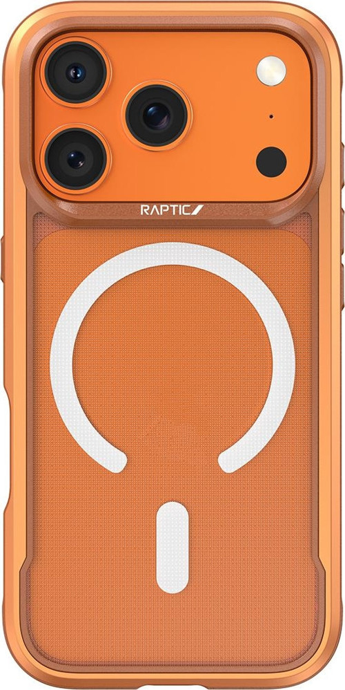 iPhone 17 Pro Max Kılıf M-safeli Shield Classic Serisi Şeffaf Tasarım C-Magnet Kapak Turuncu