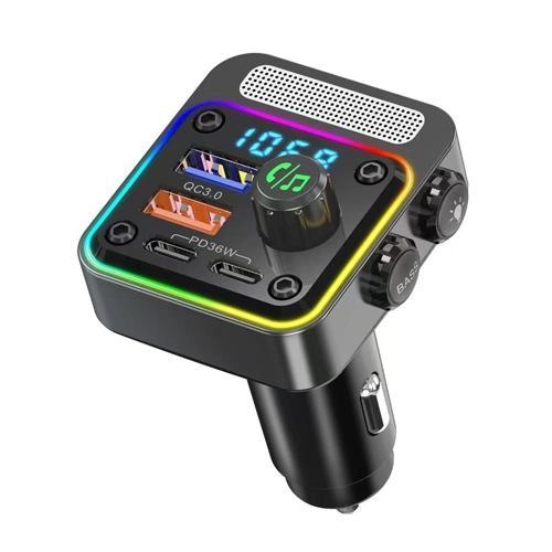 FMT-01 36W Hızlı Şarj Destekli Dijital Göstergeli Bluetooth FM Transmitter Siyah