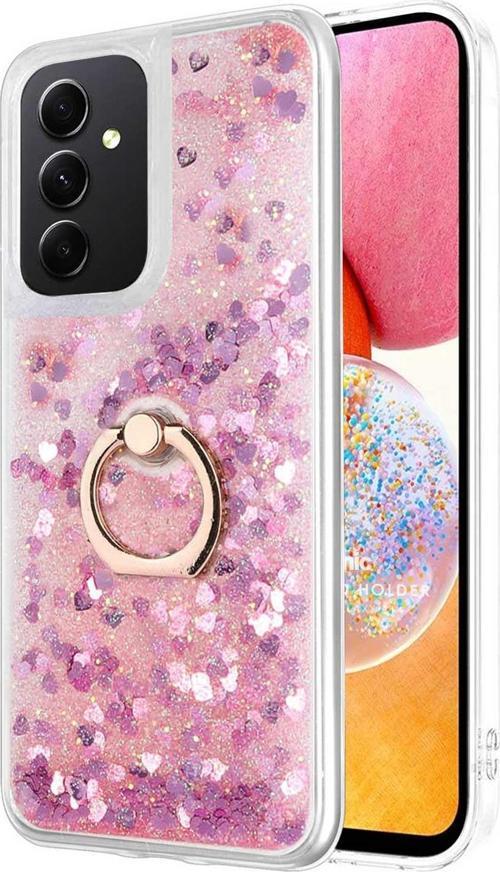 Samsung Galaxy A14 Kılıf Glitter Liquid Holder Pembe