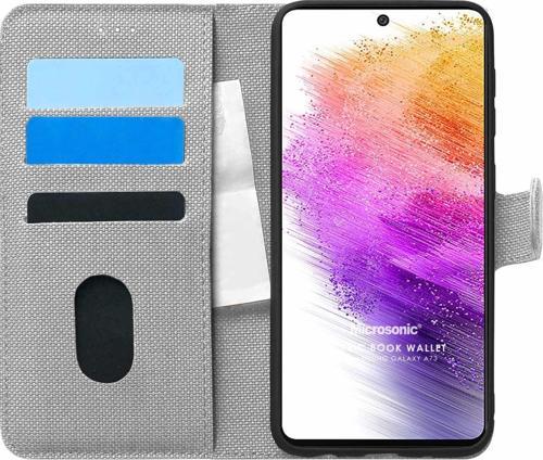 Samsung Galaxy A73 5G Kılıf Fabric Book Wallet Gri
