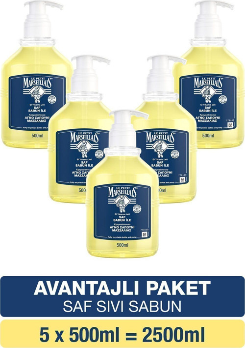 Saf Sıvı Sabun Zeytinyağı 500 ml x5 Avantajlı Paket