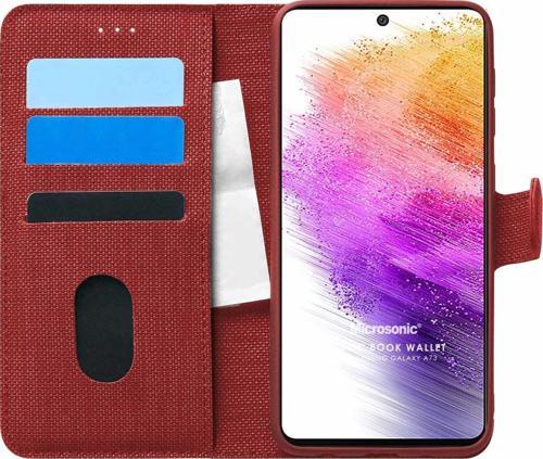 Samsung Galaxy A73 5G Kılıf Fabric Book Wallet Kırmızı