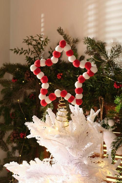 New Year Yılbaşı Yıldız Ağaç Başlığı Kırmızı Beyaz