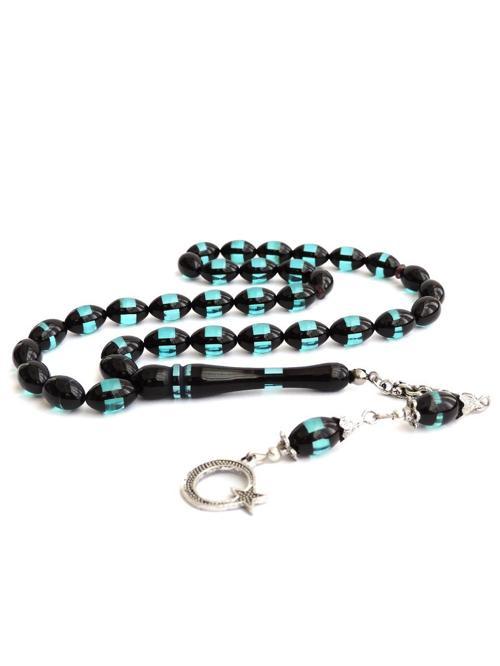 Su Yeşili Sürmeli Model Toz Kehribar Tesbih