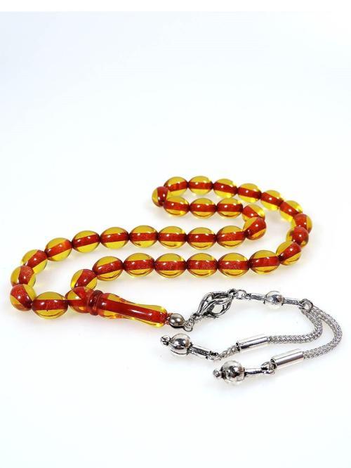 Sarı Renk Güzel Çekimli Toz Kehribar Tesbih