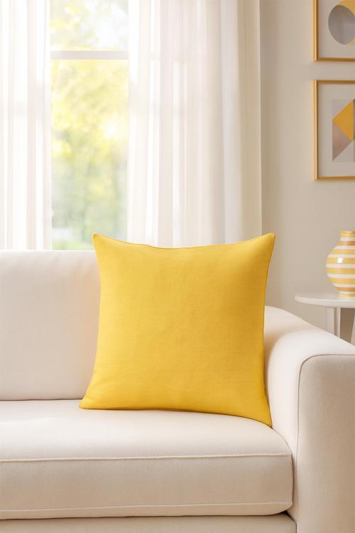 Düz Duck Kırlent Kılıfı Sarı V1 38x38