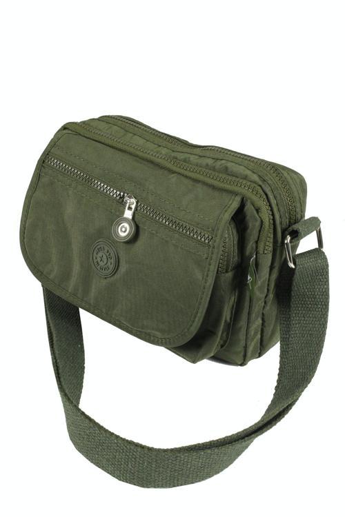 215  Krinkıl Kumaş Kadın Çapraz Çanta Haki-Yeşil