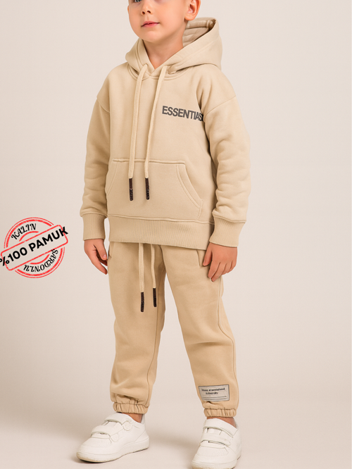 %100 Pamuk Kapüşonlu Eşofman Takım
