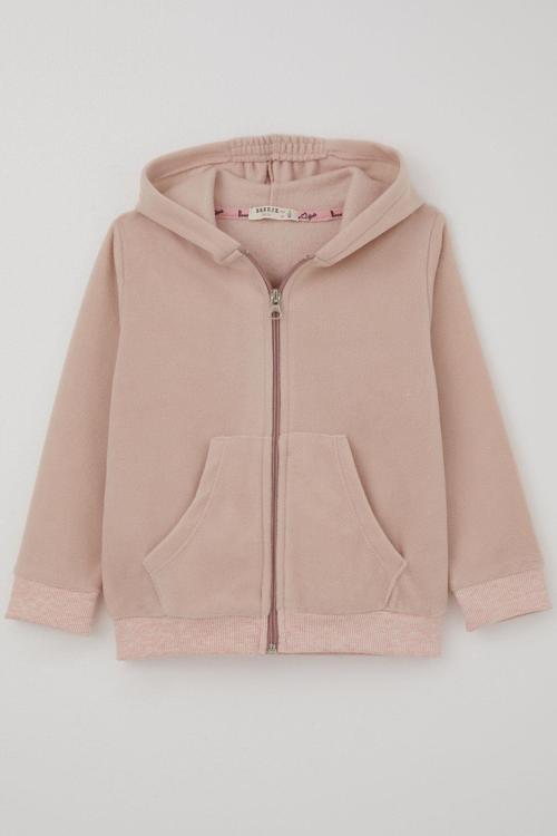 Kız Bebek Hırka Kapüşonlu Fermuarlı 9 Ay 3 Yaş Pudra