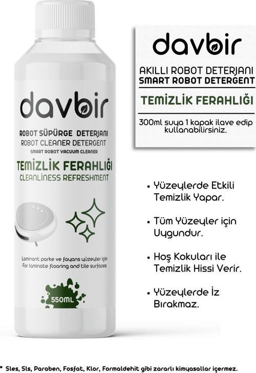 Temizlik Ferahlığı Kokulu Akıllı Robot Süpürge Deterjanı,Sprey Mop Deterjanı,Yüzey Temizleyici 550ml
